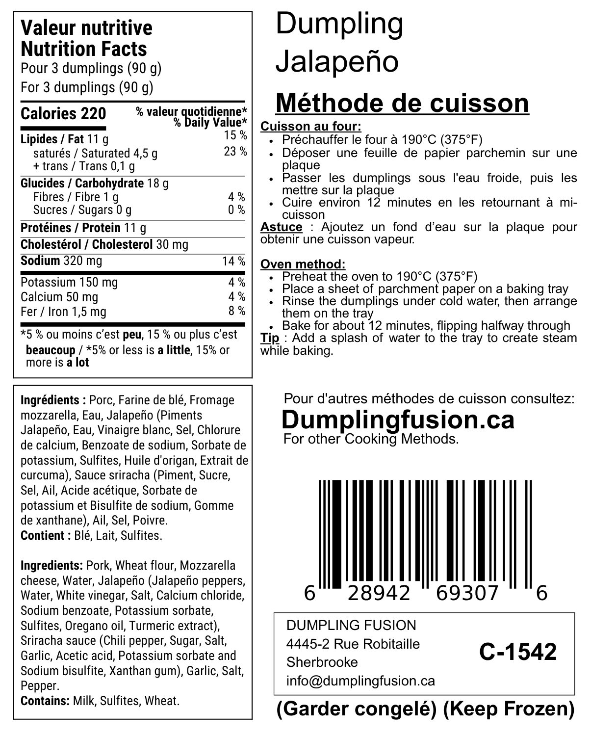 Dumpling  jalapeño (Fondant, relevé, ultra-savoureux)